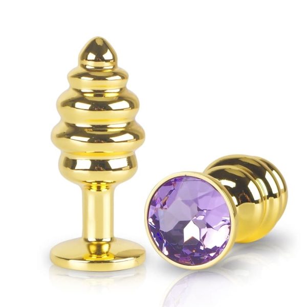 plug anal nervuré doré bijou violet