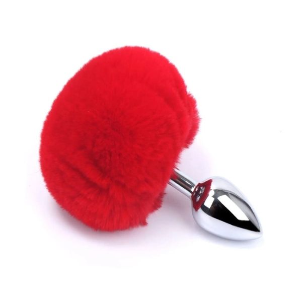 plug anal pompon rouge metal